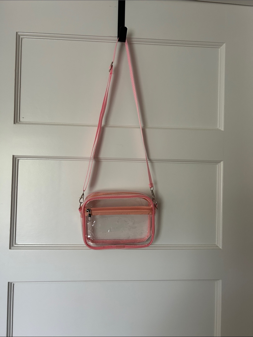 Clear Crossbody Bag with Pink Strap